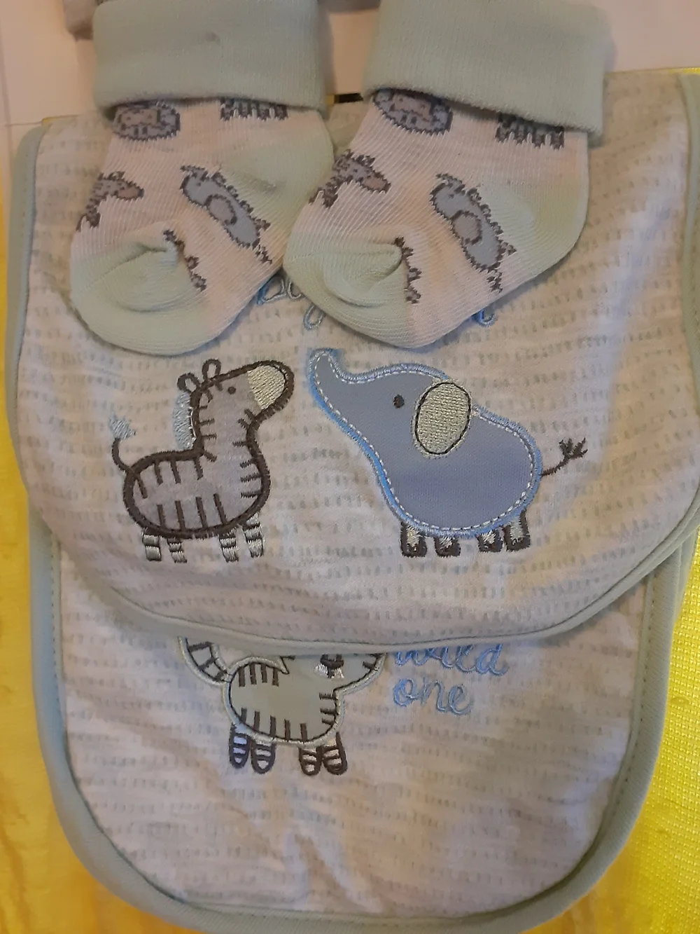 Carter's Baby Animal Hat, Mittens & Bibs Set - Blue & Mint